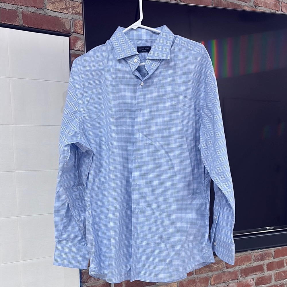 Classic Light Blue Plaid Men's Shirt